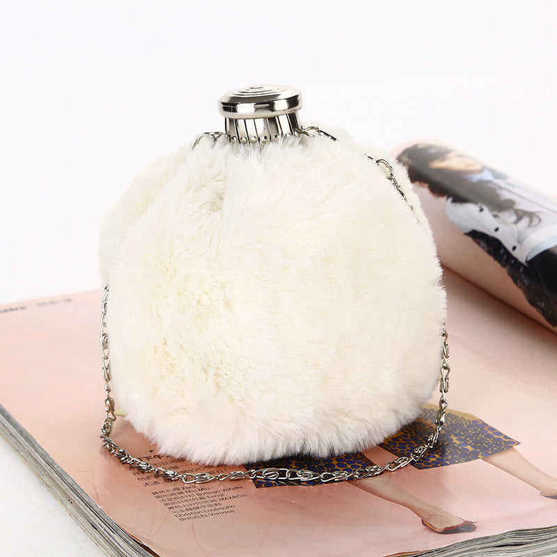New fluffy jug bag wine bottle plush party bags ladies chain zero wallet