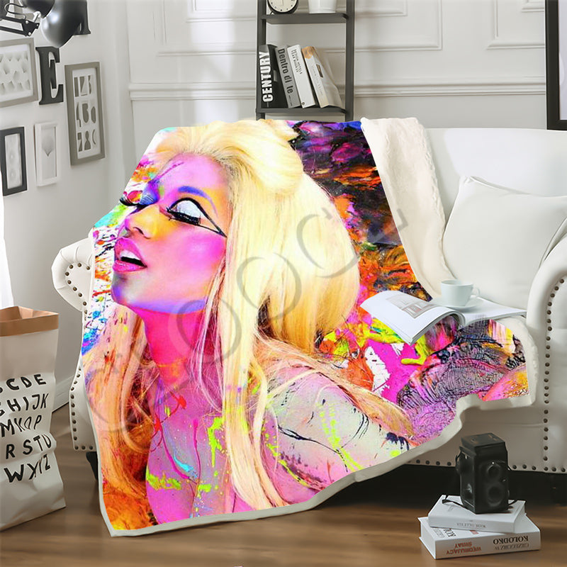 CLOOCL Newest Sofa Travel Youth Bedding Hip Hop Rapper Nicki Minaj 3D Print Double Layer Blankets Bedspread for Plush Blanket Sofa Quilt