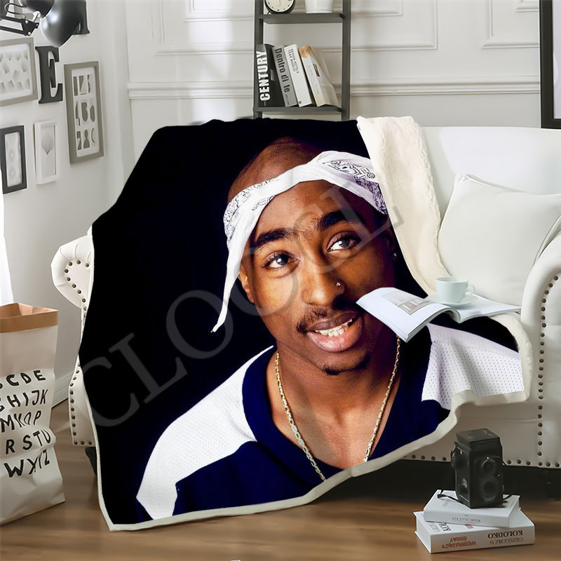 cloocl new hip hop rapper tupac amaru shakur 2pac blankets 3d print double layer sofa travel teens bedding throw blanket plush quilt