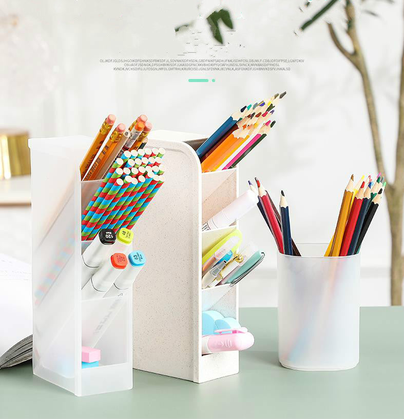 Creative simple slant insert pen holder student desktop multi function four compartment storage box office large capacity pen barrel station