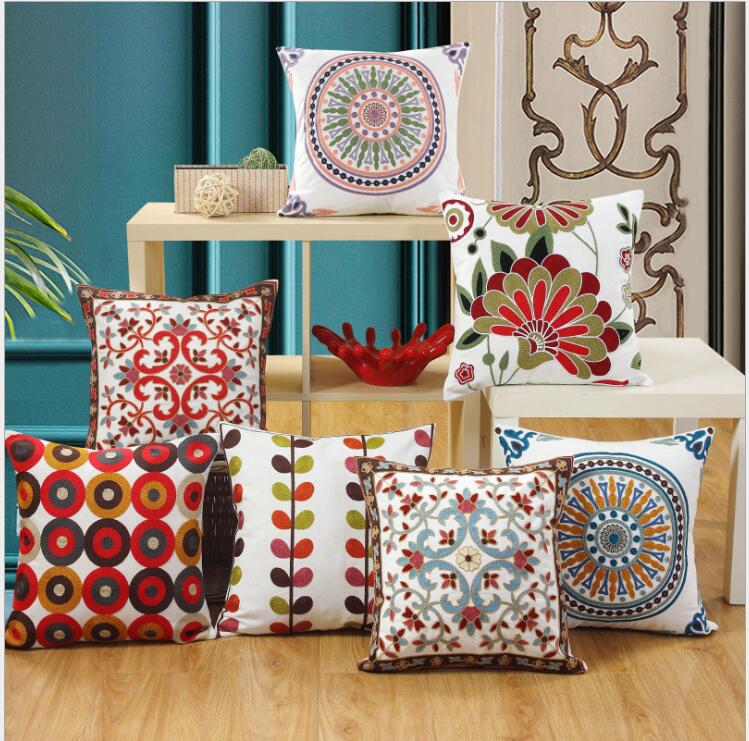 Cotton pillow Case home chair cushion trinkets flower cloth art embroidered embroidery pillowcase