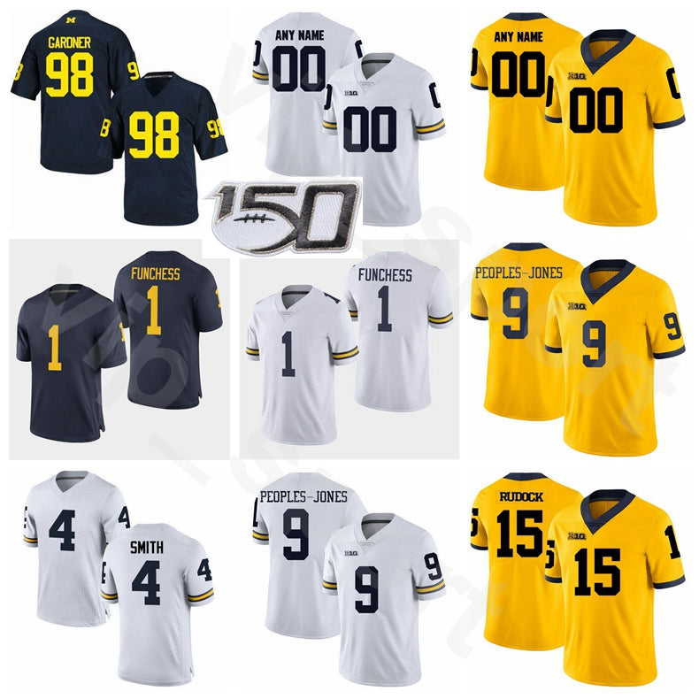 College NCAA Football Michigan Wolverines 4 DeVeon Smith Jersey Limited 15 Jake Rudock 98 Devin Gardner Devin Funchess Donovan Peoples-Jones