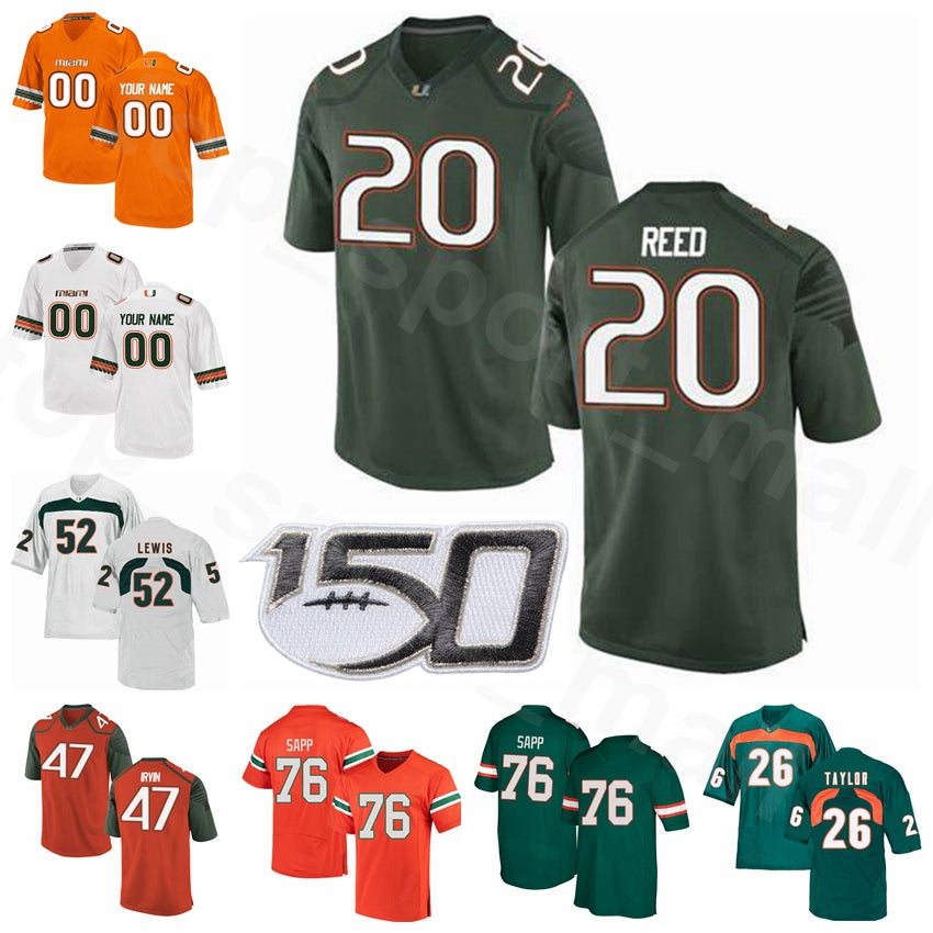 Miami Hurricanes NCAA College Football 52 Ray Lewis Jersey 20 Ed Reed 26 Sean Taylor 47 Michael Irvin Warren Sapp Men Women Youth