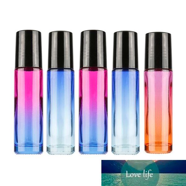 5pcs 10ml Gradient Color Essential Oil Empty Perfume Bottle 10cc Roller Ball Thick Glass Roll On Durable For Travel
