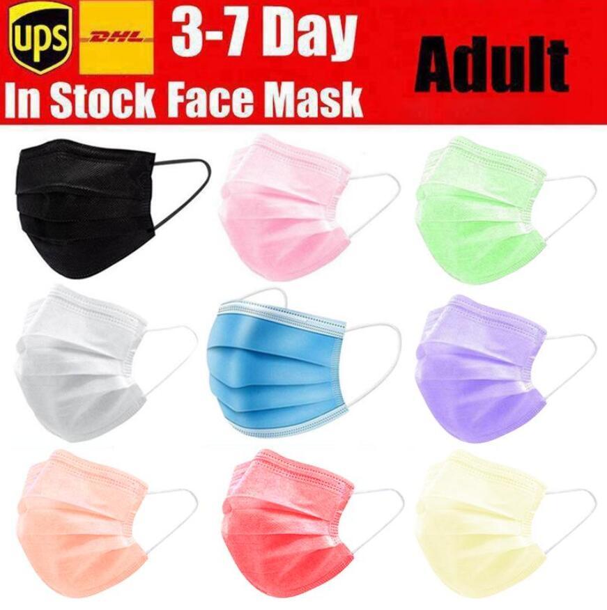 Ship In 24H Disposable Face Masks Disposable 3 Layers Dustproof Mask Facial Protective Cover Cycling Masks Set Anti-Dust Masks