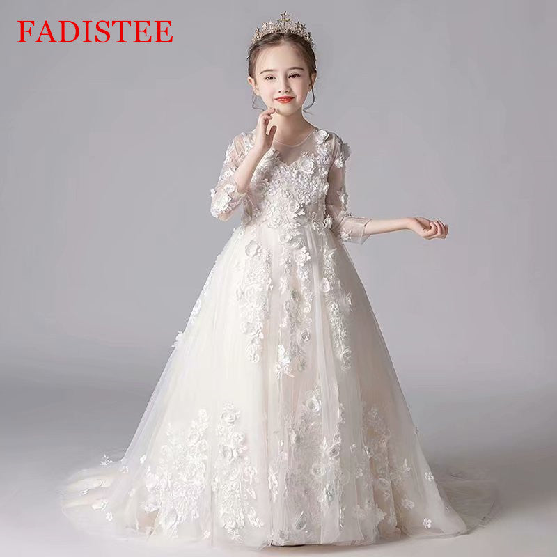FADISTEE lace floor-length Girl dress Flower Girl Dresses vestidos lace Baby Girl Infant Dress Kids Formal Wear girls dress