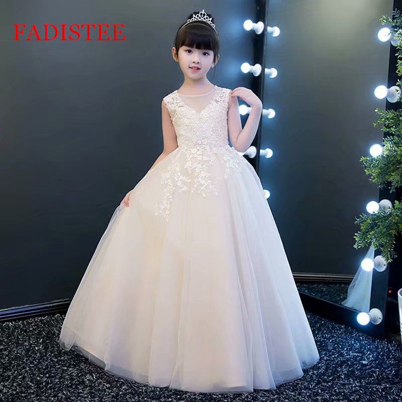 FADISTEE white floor-length tulle Pretty Flower Girl Dresses vestidos lace Baby Girl Infant Dress Kids Formal Wear girls dress