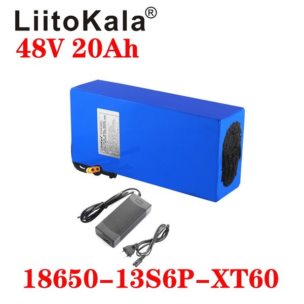 LiitoKala 48V 20ah 18650 13S6P ebike battery pack 20A BMS 54.8v batteries Lithium cell For bike Electric Scooter