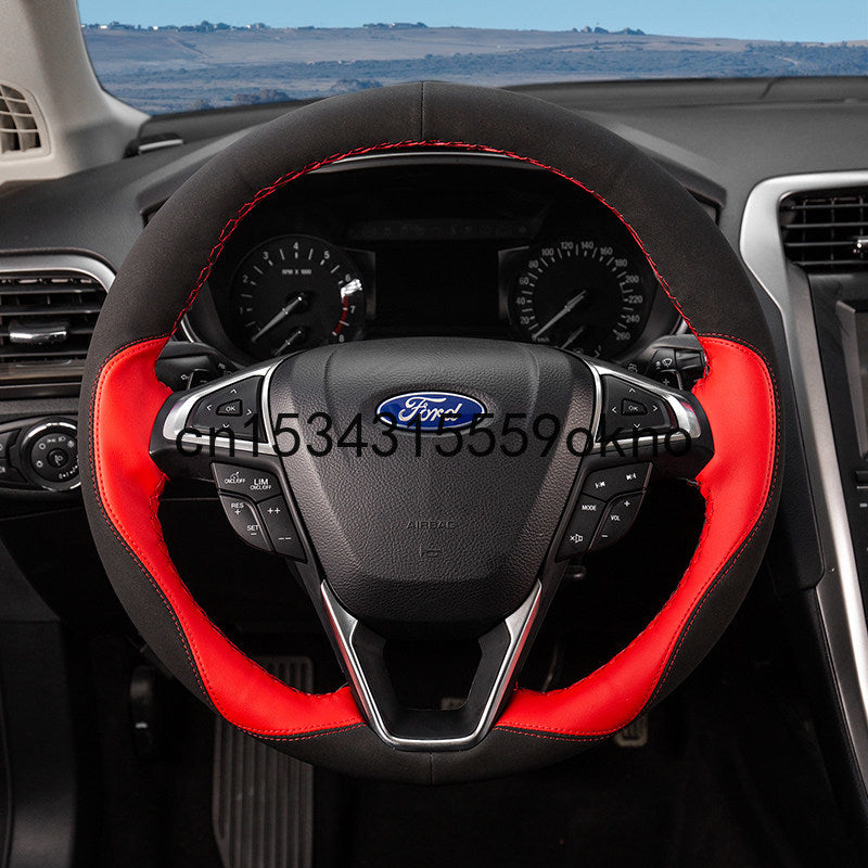 DIY Car Steering Wheel Cover Custom Fit For Ford Focus Kuga Edge Fusion Taurus Car Accessories
