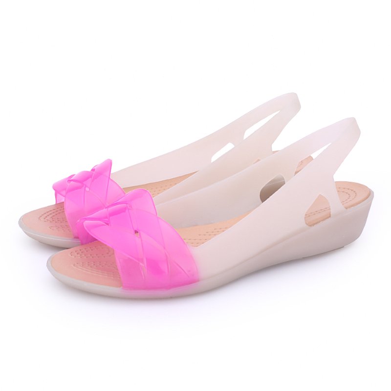 Rainbow Sandals Jelly Shoes Women Wedges Sandalias Woman Sandal Summer Candy Color Peep Toe Bohemia Beach Sweet Slipper Shoes Girl P5OF#