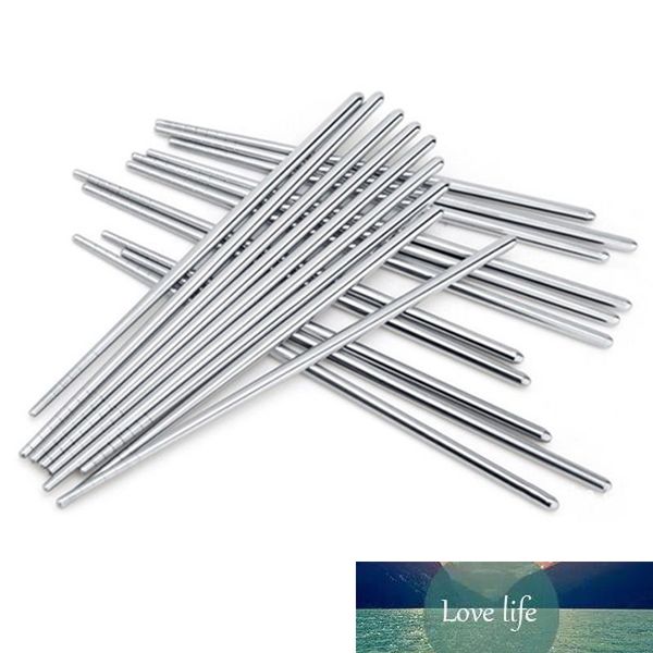 5 Pairs-Set Stainless Steel Round Chopsticks Chinese Stylish Healthy Light weight Chinese Chopsticks Metal*Silver