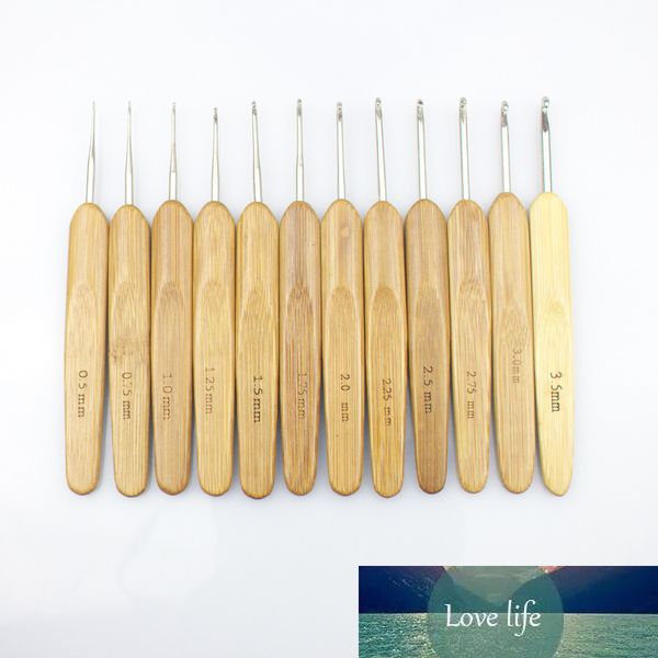 New 10pcs-Set 10 sizes Metal Crochet Hook Carbonized Bamboo Handle Knit Knitting Needle Weave Yarn Needlework Craft 0.5mm-2.75mm