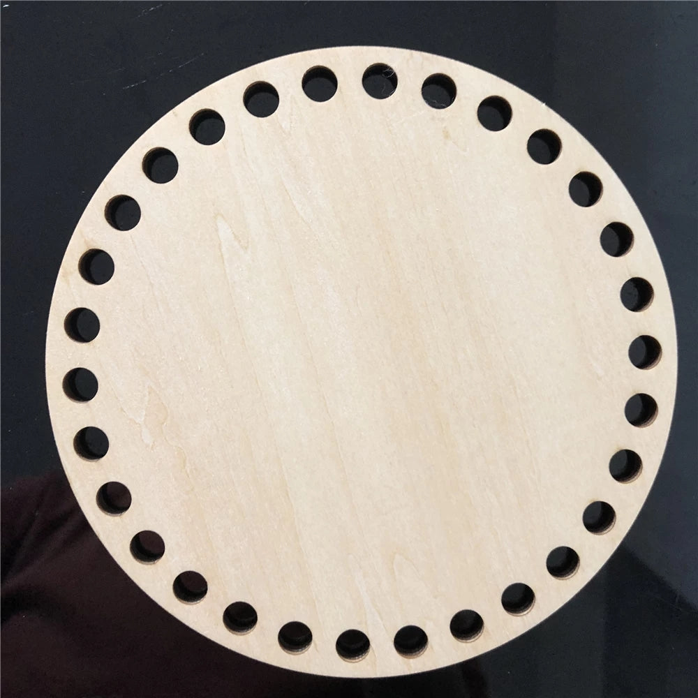 20pcs Round Wood Basket Bases for Crochet DIY Knitting 15cm Wooden Bottoms Holes Cross Stitch Wall Christmas Decor