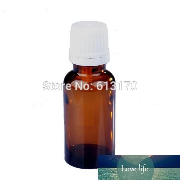 20pcs 20ML Amber Glass Bottles White Screw Tamper Proof Cap Empty Essential Oil Bottle Juice Serum Container Small Sample Vials