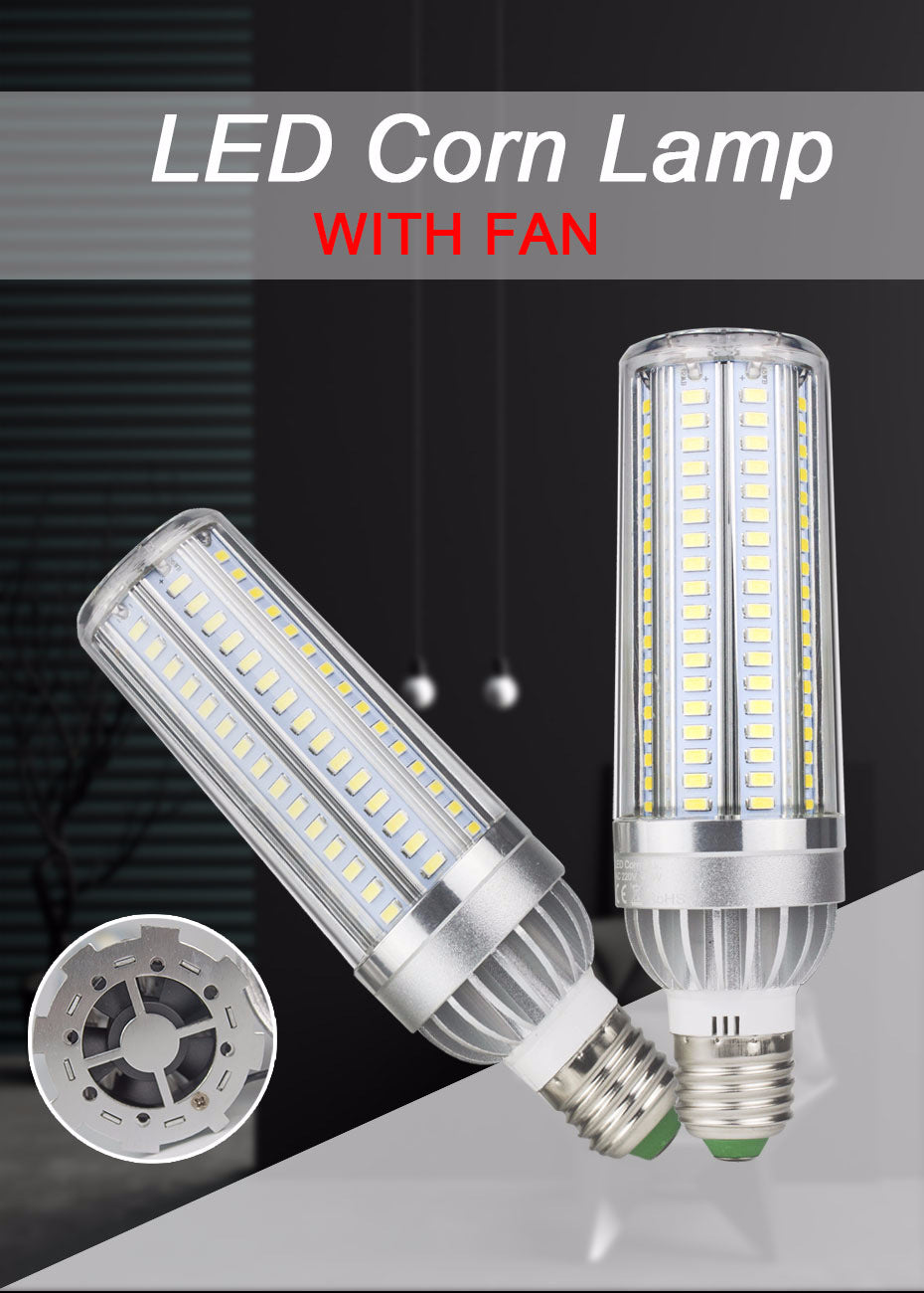 High Power LED Corn Light 25W 35W 50W Candle Bulb 110V E26-E27 LED Bulb Aluminum Fan Cooling No Flicker Light Fast delivery