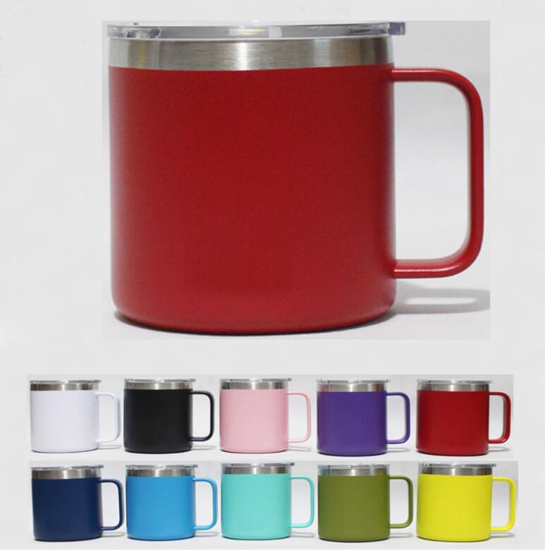 14 oz Mug with Standard Lid Vacuum Double layer Beer stainless steel Cup Insulated 14oz Tumbler Cups 10 Colors via DHL free shipping