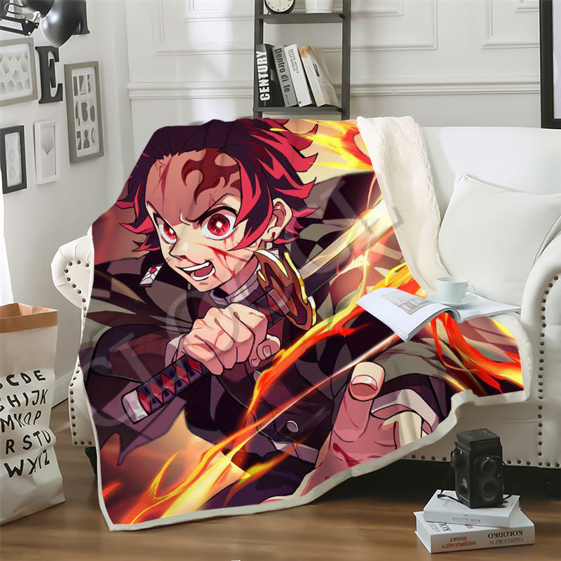 CLOOCL Newest Sofa Travel Youth Bedding Demon Slayer Kimetsu No Yaiba 3D Print Fashion Double Layer Blanket Bedspread for Plush Sofa Quilt