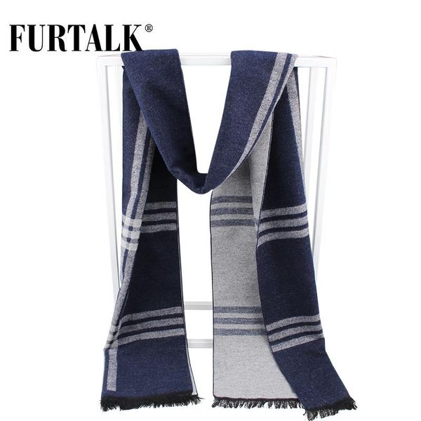 FURTALK 2020 new winter men silk plaid scarf warm knitted male scarves bandana
