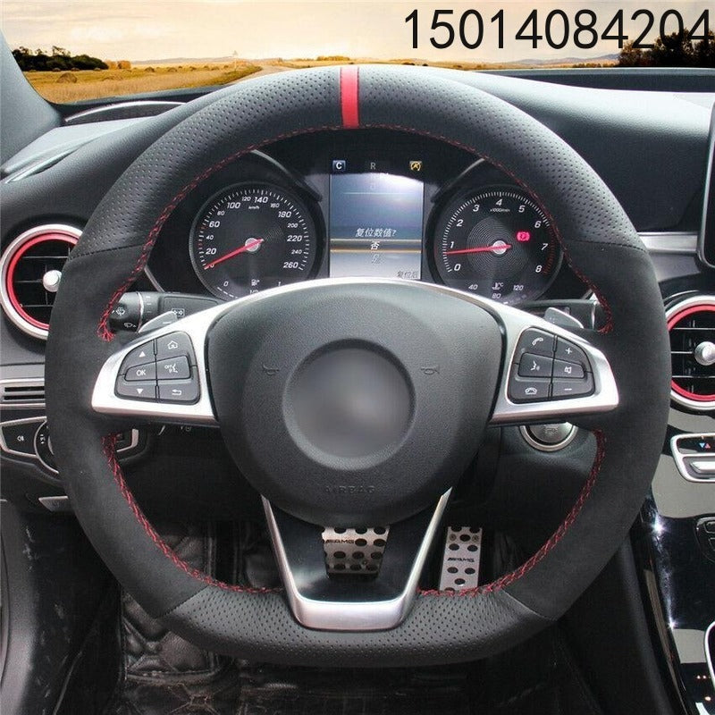 For Benz C200 C250 C30 Custom Hand-Stitch Top Leather Car Steering Wheel Cover Anti-slip fit all season comfort touch design Car accessories