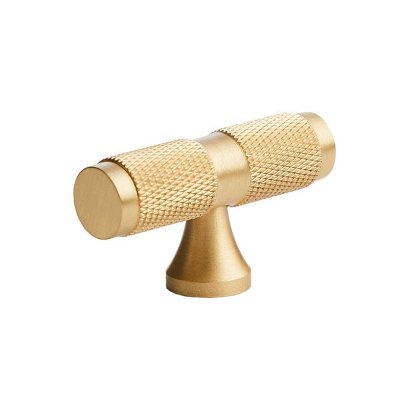 Knurled Brass Kitchen Cabinet Knobs and Pulls Gold Copper Drawer Dresser Knobs Tbar Furniture Cupboard Door Knob Handles