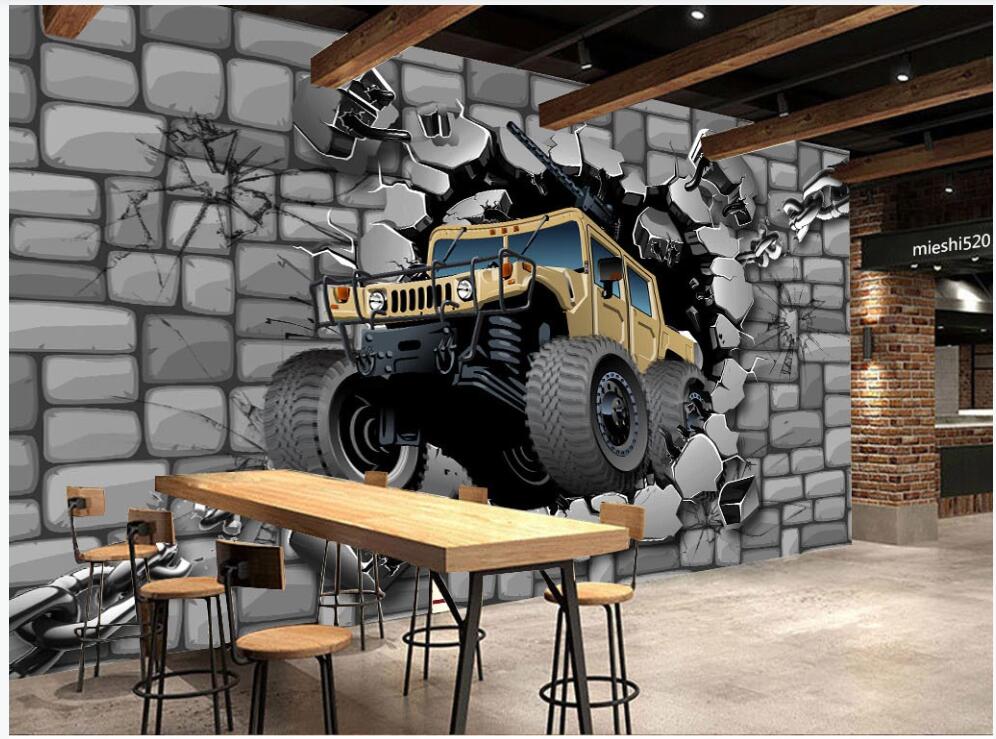 3d wallpaper custom photo Retro brick wall tire car tooling tv background home decor 3d wall murals wallpaper for walls 3 d living room