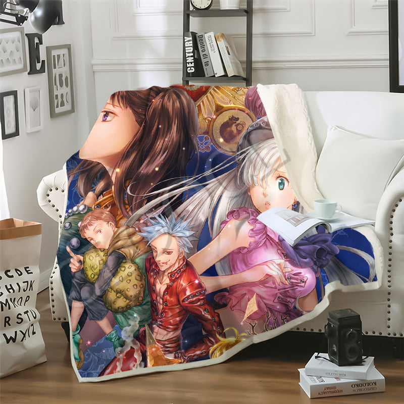 CLOOCL The Seven Deadly Sins Blanket 3D Print Meliodas Sin of Anger Double Layer Casual Sofa Youth Bedding Throw Fashion Skull Blankets