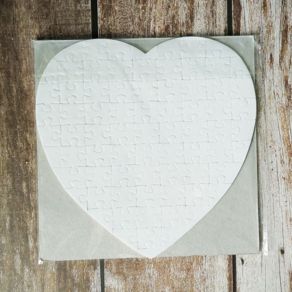 Sublimation blank pearl light pager puzzles heart love shape puzzle hot transfer printing blank consumables child toys gifts DHL