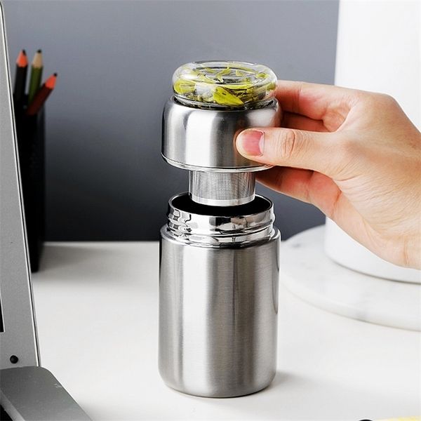 Storage 280ml Stainless Steel Thermos Bottle Thermocup Tea Vaccum Flasks infuser bottle Thermal Mug With Tea Insufer For Office 201204
