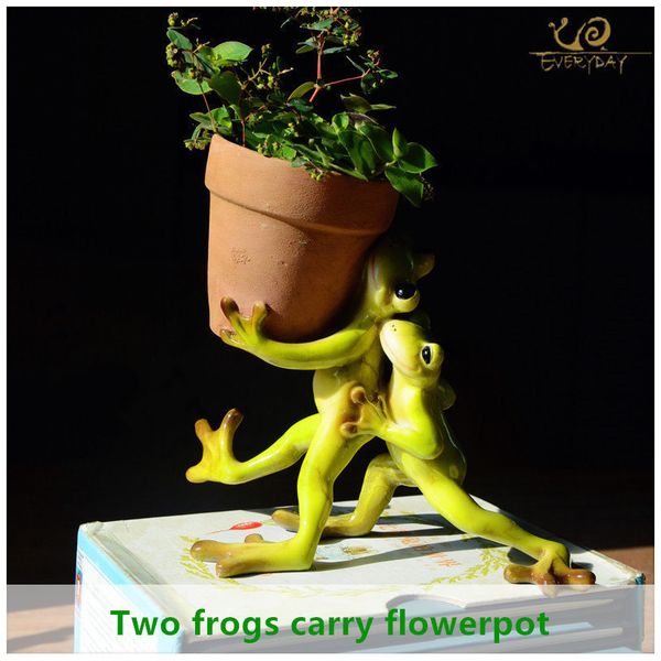 Everyday Collection Home Decor Mini Flower Pot Fairy Garden Animal Frog succulent pot Outdoor Decoration Clay Flowerpot Y200723
