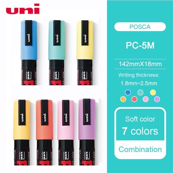 Uni Posca PC-5M Paint Marker 7-8-15-17 colors-fine tip pen-1.8mm-2.5mm POP advertising-marking pen office hand-painted color pen 201211