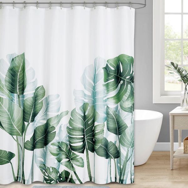 NICETOWN 60 patterns Green plant Shower Curtain Bathroom Waterproof Polyester Leaves 3D Printing Curtains for bathroom shower 201030