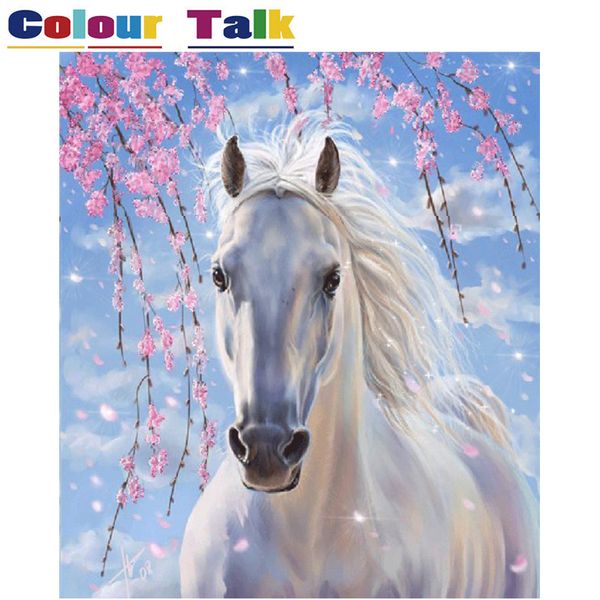 DIY Oil Painting by Numbers Frameless Picture On Wall Acrylic Modern Oil Painting Unique Gift Paint By Numbers Horses P-5078 Y200102