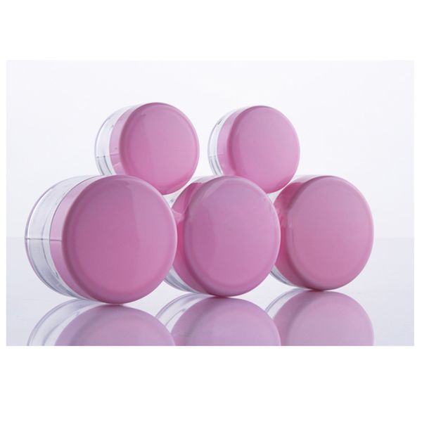 Pink Cap Empty Plastic Clear Jar 5Gram Sample Size Cosmetic Cream Pot Make-up Eyeshadow Lip Balm Container Bottle Nail Art