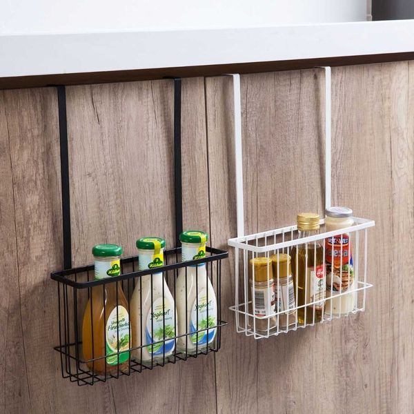 Durable Bathroom Over Cabinet Door Hanging Basket Holder Organizer Support Kitchen Tools Storage Shelves Y200429