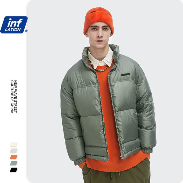 INFLATION Solid Color Down Jackets Mens Winter Thick Warm Stand Collar Loose Fit Classic Down Puffer Jacket Men Outwear 2544W 201204