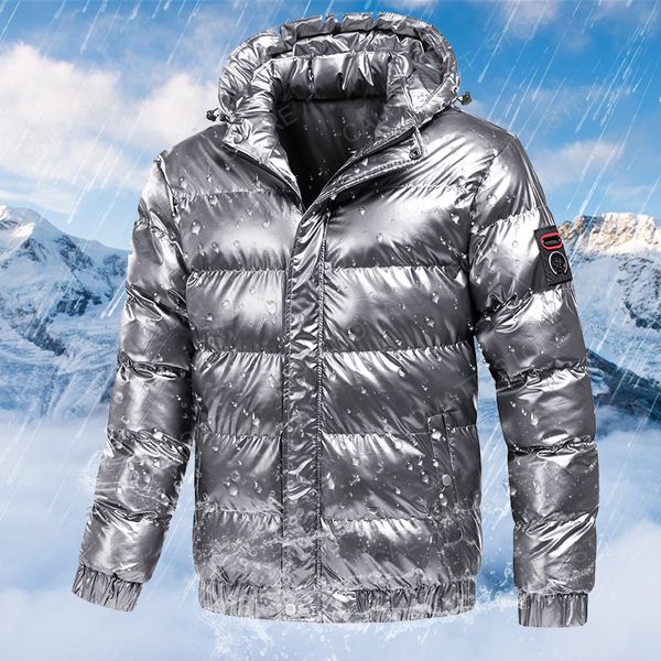 Men Winter Casual Jacket Stand Collar Down Parkas Fashon Mens Hooded Warm Zipper Jacket Coat Harajuku Cotton Down Outerwear 201118