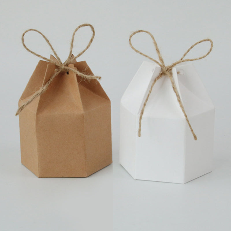 50pcs Kraft Paper Package Cardboard Box Gift Wrap Lantern Hexagon Candy Favor And Gifts Wedding Christmas Valentine&#039;s Party Supplies