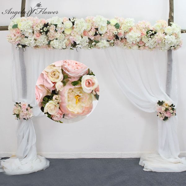 Customize artificial flower row garland decor home curtain wedding road lead corner flower wall silk flower centerpieces ball 201222