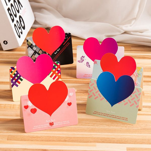 Love Heart Shape Handmade Greeting Card Valentines Day Flower Shop Gift Card Wedding Invitations Card Romantic Thank You Cards CFYL0232