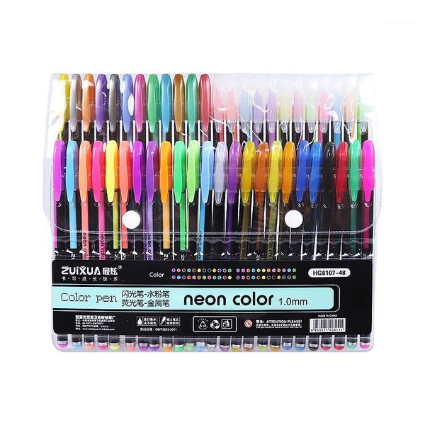 ZUIXUA Neon Color Creative Metal Colored Gel Pen 12-16-24-36-48 Colors Neutral Pen Super Smooth Coloring Books Journals Graffiti1