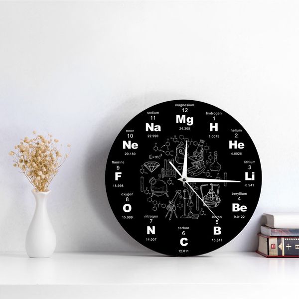 Periodic Table Of Elements Wall Art Chemical Symbols Wall Clock Educational ElementaL Display Classroom Clock Teacher&#039;s Gift 201118