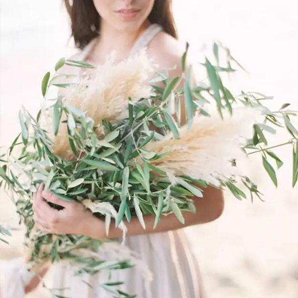 85-90cm Wedding Flowers Pampas Grass Large Size Fluffy Flowers for Home Christmas Decor Natural Plants White Dried Flowers 201204