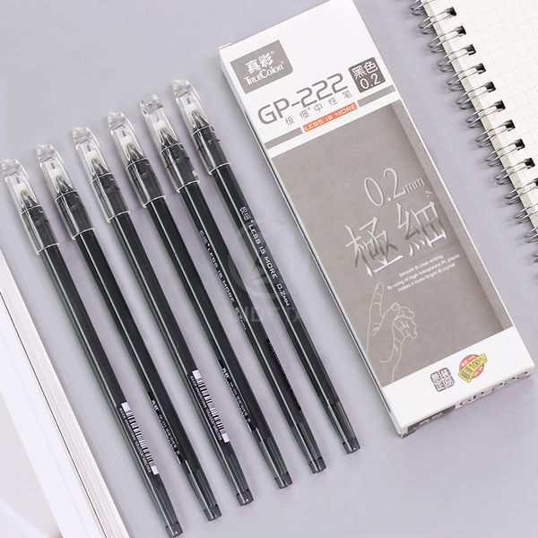 Andsta 12pcs-lot 0.2mm Ultra Fine Finance Gel Pen black ink refill gelpen for school office supplies stationary pens stationery 201202