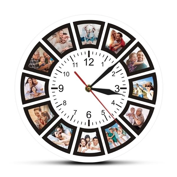 Create Your Own Custom 12 Photos Collage Instagram Custom Home Wall Clock Personalized Family Photos Printed Clock Wall Watch X250107
