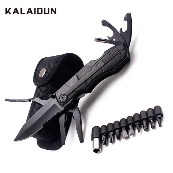 KALAIDUN Folding Pliers Multitools Knife Screwdriver Set Bits Stainless Steel Portable Outdoor Survival Camping Tool Hand Tools Y200321
