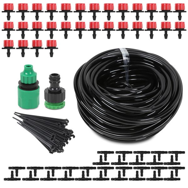 25M Garden DIY Automatic Watering Micro Drip Irrigation System Dripping Watering Kit With 30 Adjustable Dripper 4-7 Inch Hose Y200106