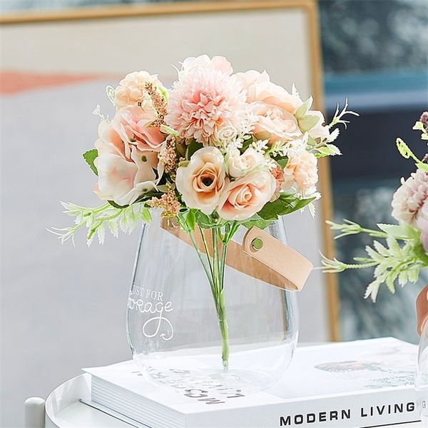 Nordic Glass Vases Home Flower Arrangement Portable Flower Vase Wedding dining table Decoration Hydroponic Plants living room LJ201210