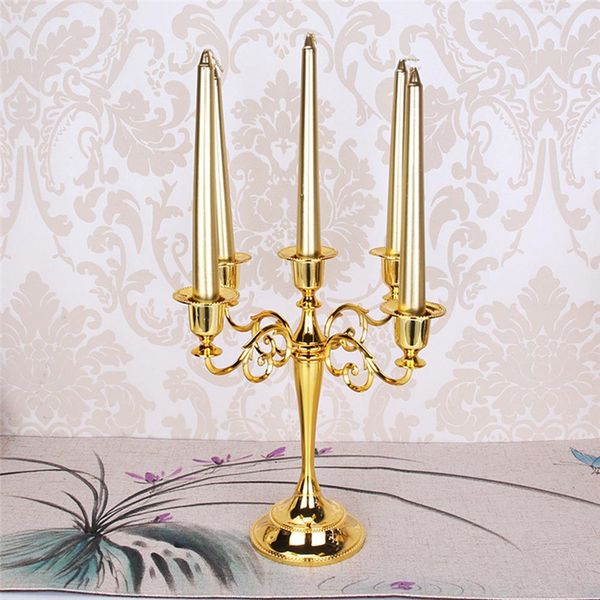 3-5-Arms Metal Pillar Candle Holders Silver-Gold-Bronze-Black Candlestick Wedding Decoration Stand Mariage Home Decor Candelabra Y200109
