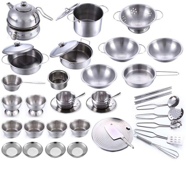 Kids Kids Stoxless Kitchen Mini Utensils de cozinha Pots Prande comida Toys Toys Miniatura Ferramentas de Cozinha Conjunto Simulação Play Ho