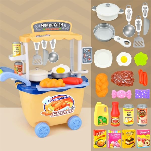 Kitchen Food Toys Cooking Pretend Play Simulation Mini Dessert Snack Ice Cream Car Role Playing Educational Toy for Girl Kids LJ201211